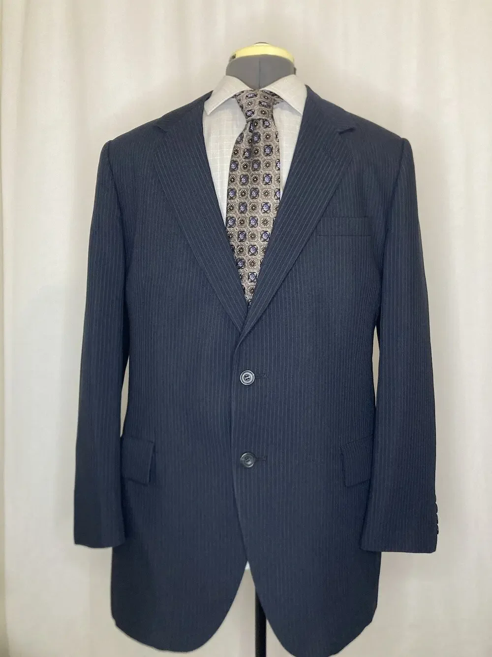 Kuppenheimer Mens 42R Blazer Blue Striped Wool Large 45